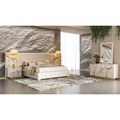 Modrest Aspen Modern Wide White and Gold Dresser