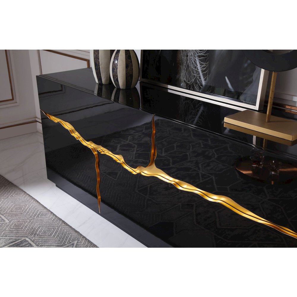 Modrest Aspen - Modern High Gloss Black & Gold Buffet