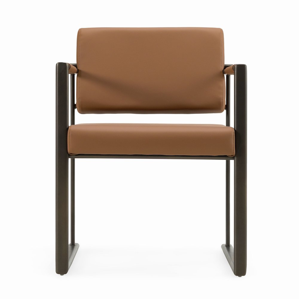 Modrest Atlan - Modern Camel Vegan Leather + Dark Gold Dining Chair