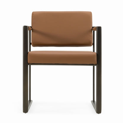 Modrest Atlan - Modern Camel Vegan Leather + Dark Gold Dining Chair