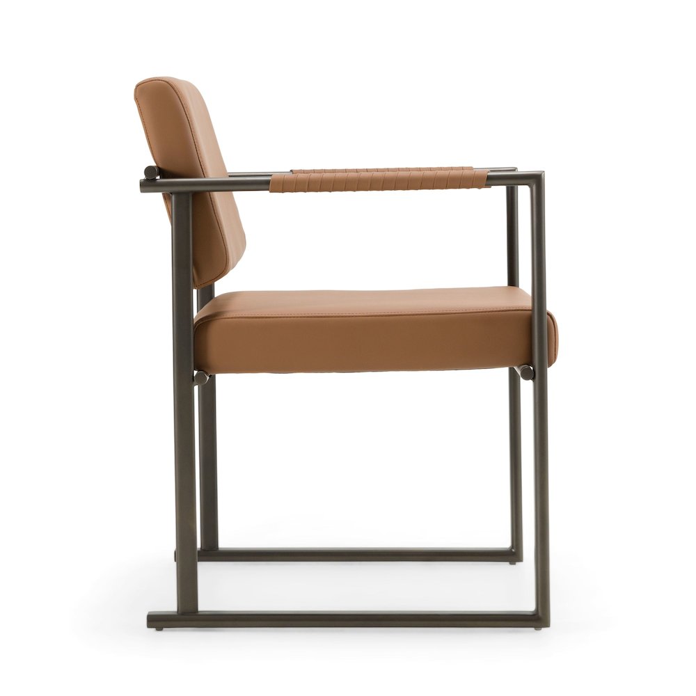Modrest Atlan - Modern Camel Vegan Leather + Dark Gold Dining Chair