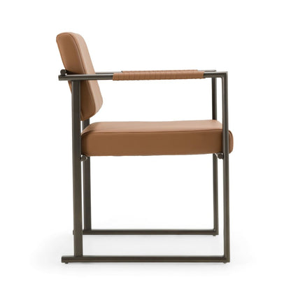 Modrest Atlan - Modern Camel Vegan Leather + Dark Gold Dining Chair
