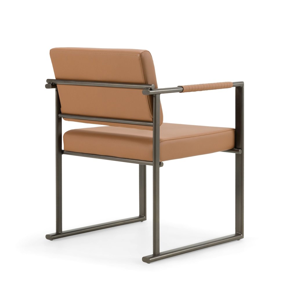 Modrest Atlan - Modern Camel Vegan Leather + Dark Gold Dining Chair