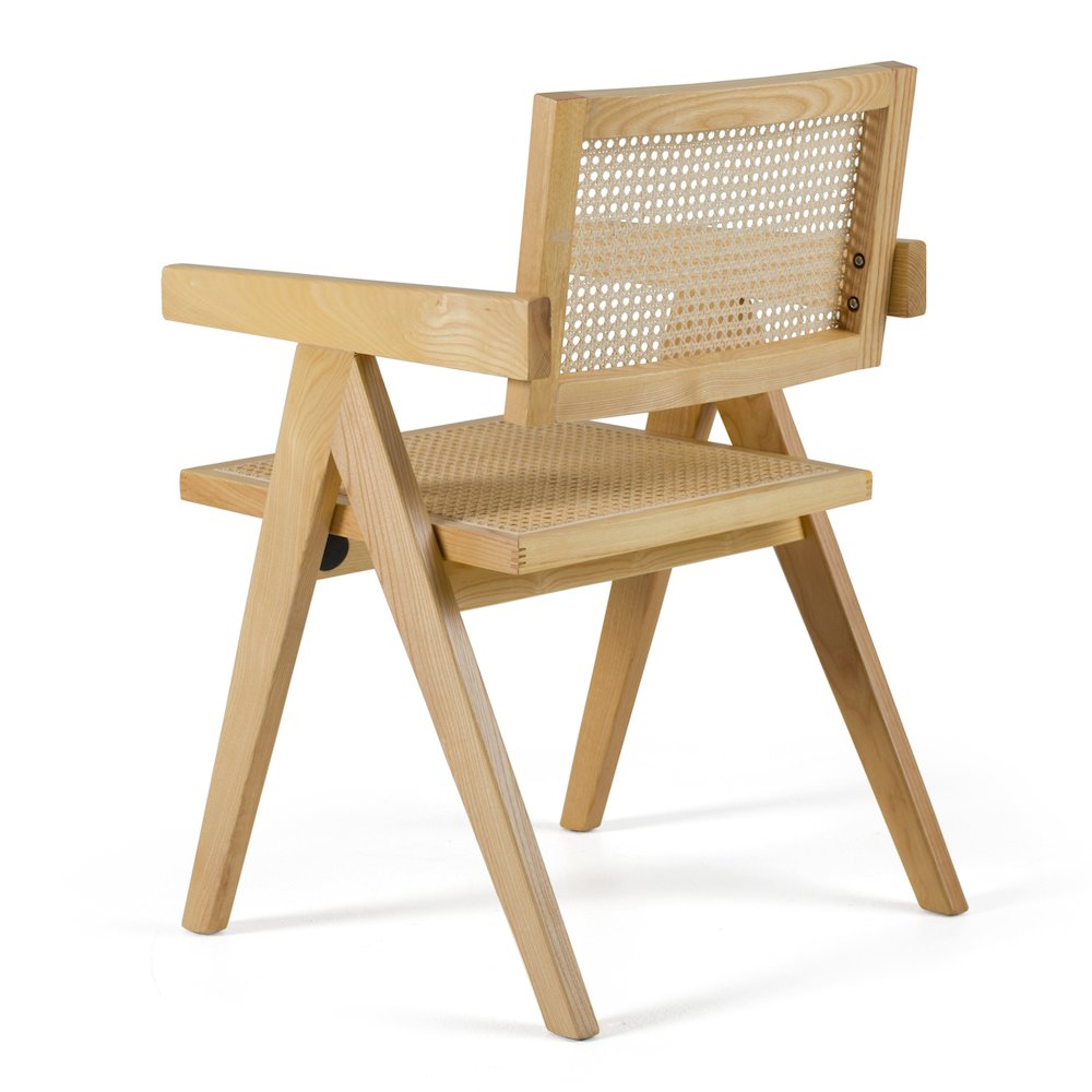 Modrest Aurora Modern Light Rattan and Natural Ash Dining Arm Chair