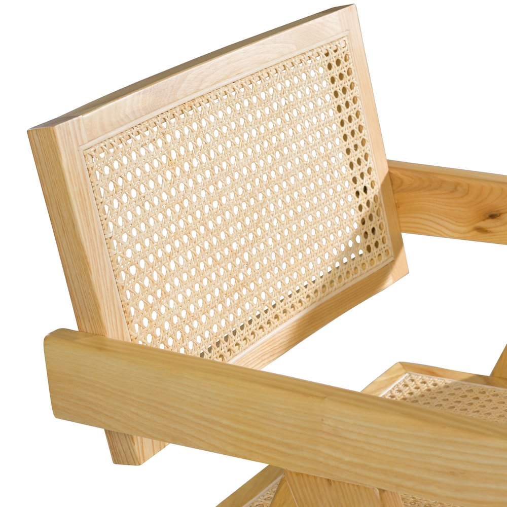 Modrest Aurora Modern Light Rattan and Natural Ash Dining Arm Chair