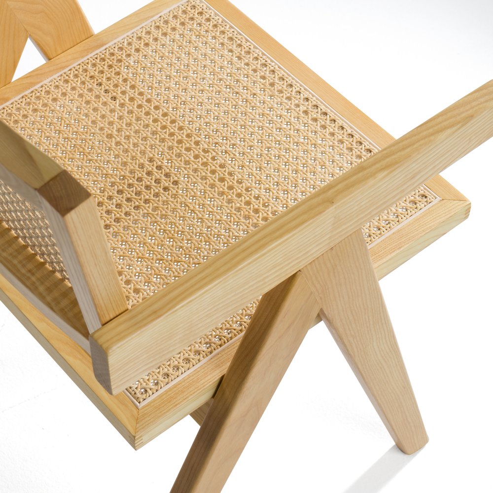 Modrest Aurora Modern Light Rattan and Natural Ash Dining Arm Chair