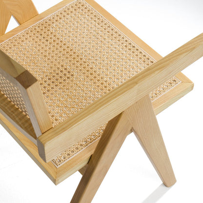 Modrest Aurora Modern Light Rattan and Natural Ash Dining Arm Chair