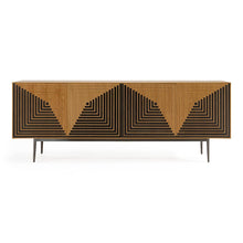 Azteca - Modern White Oak Black Geometric Pattern Buffet