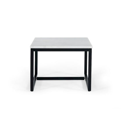 Modrest Baca - White Marble + Black Metal End Table