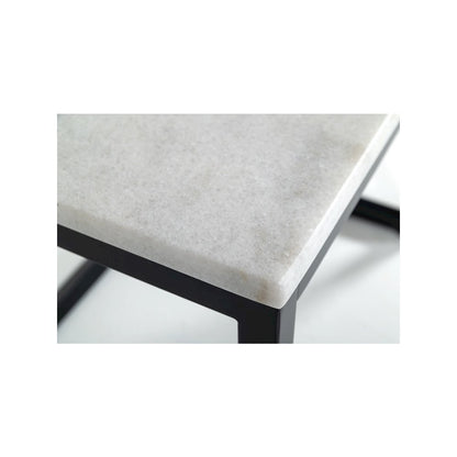 Modrest Baca - White Marble + Black Metal End Table