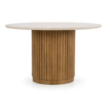 Bambi - Modern Botticino Marble + Mango Round Dining Table