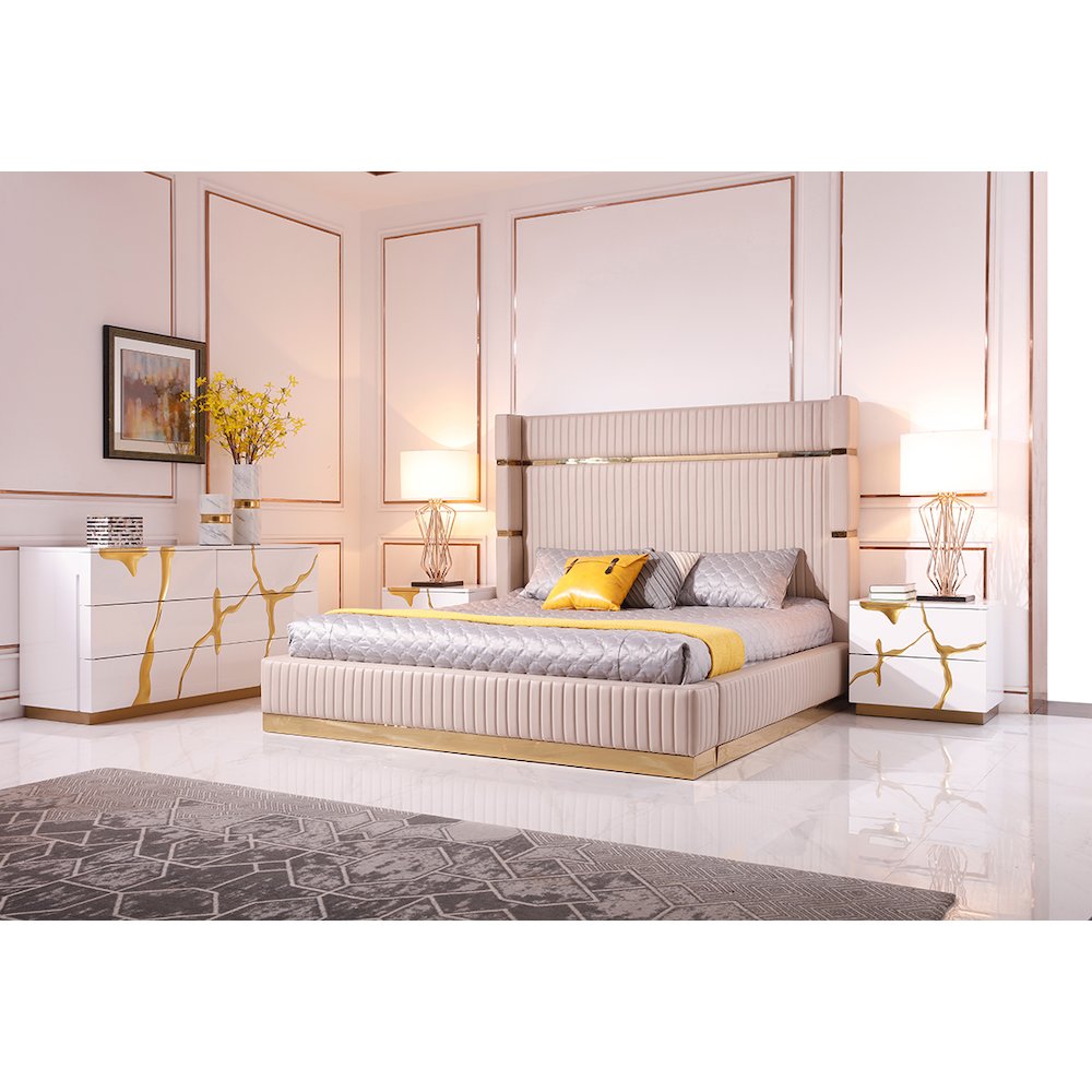 Modrest Aspen Modern Wide White and Gold Dresser