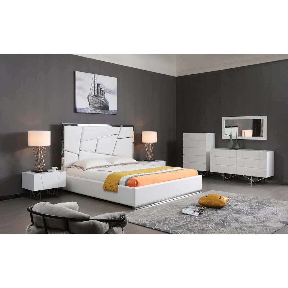 Modrest Chrysler - Queen Modern White Bed