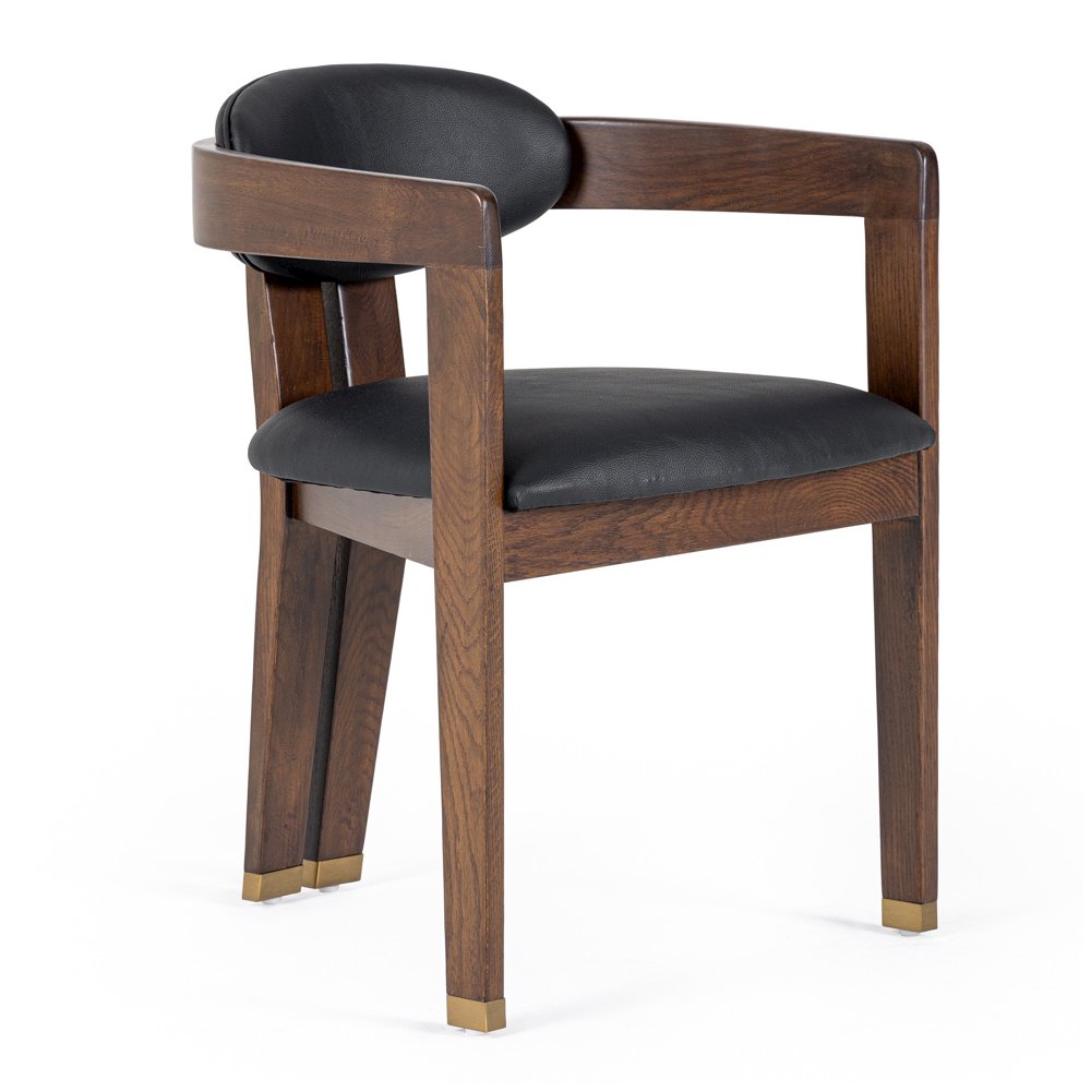 Modrest Belton - Modern Black Vegan Leather + Brown Oak Dining Chair