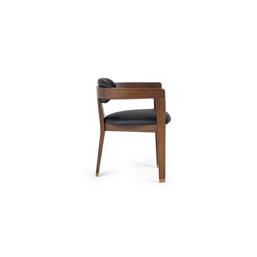 Modrest Belton - Modern Black Vegan Leather + Brown Oak Dining Chair