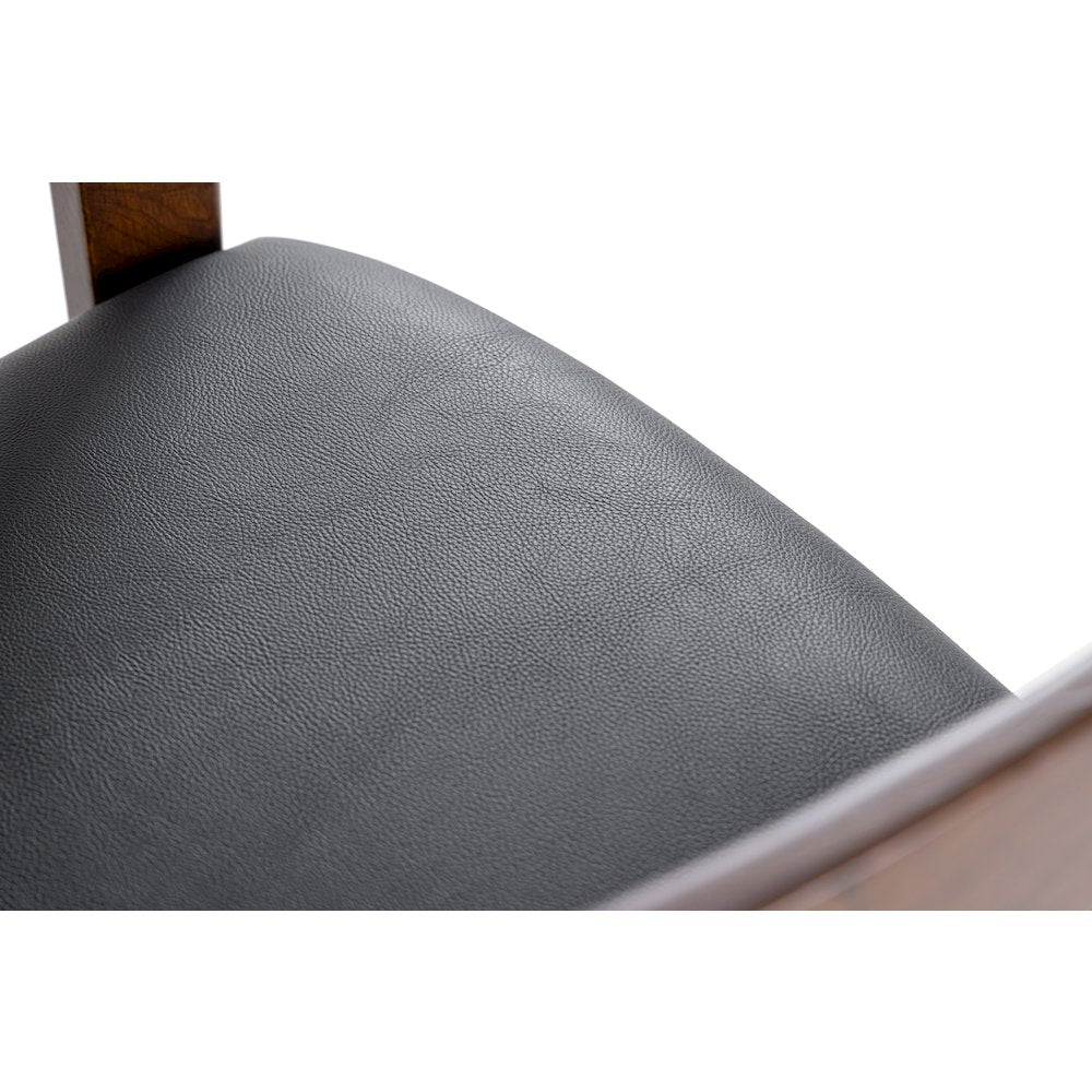 Modrest Belton - Modern Black Vegan Leather + Brown Oak Dining Chair