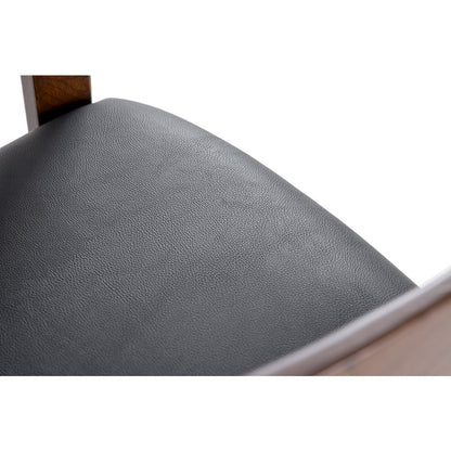Modrest Belton - Modern Black Vegan Leather + Brown Oak Dining Chair