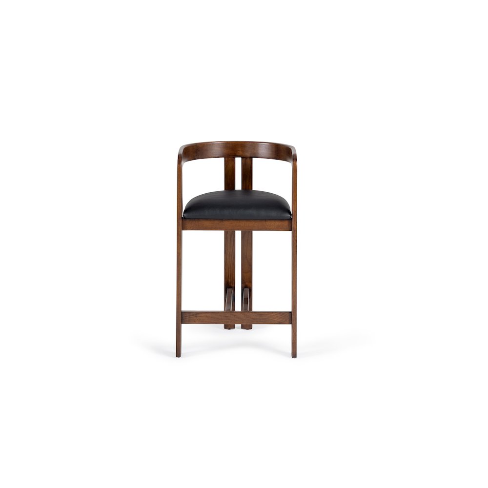 Modrest Belton - Modern Black Vegan Leather + Brown Oak Counter Chair