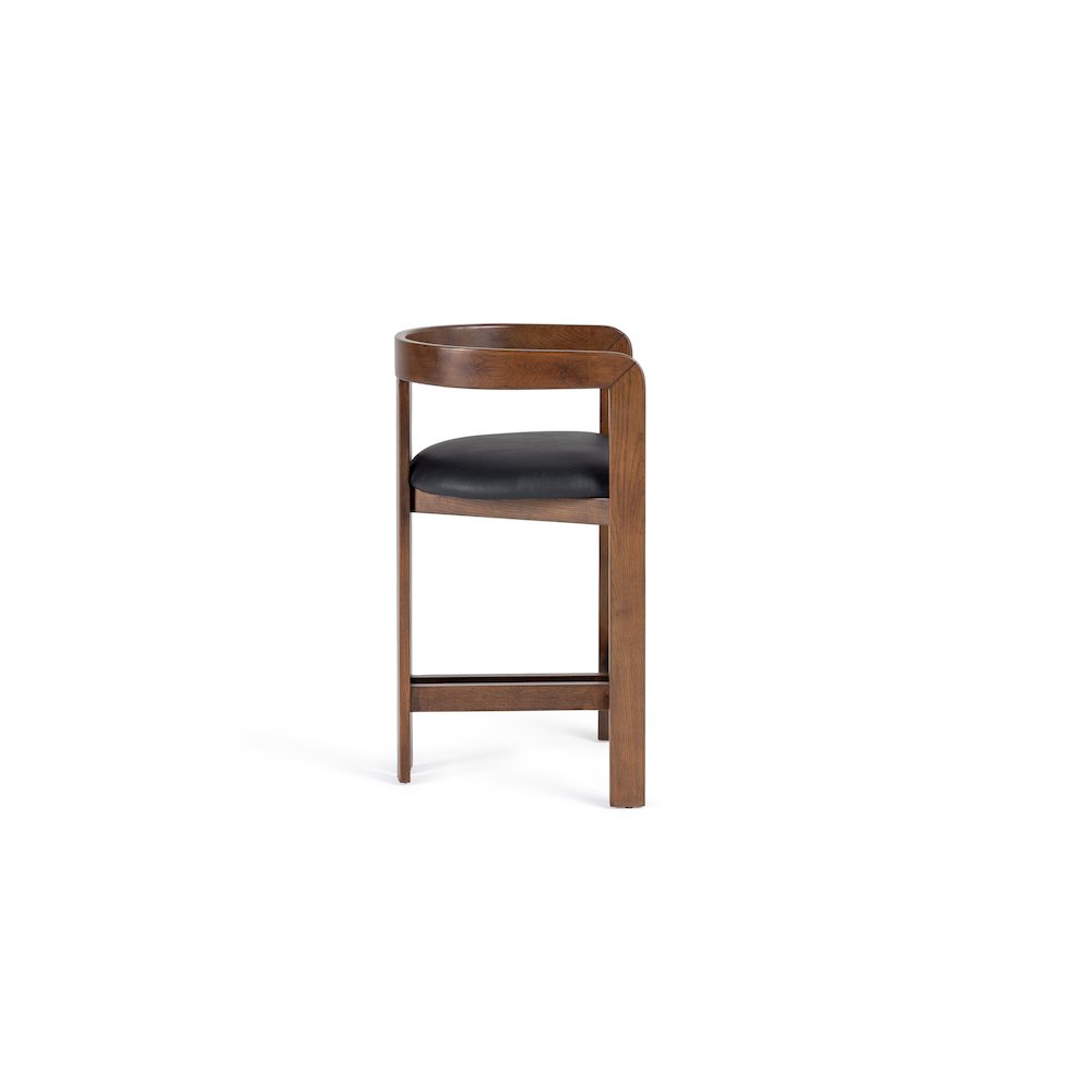 Modrest Belton - Modern Black Vegan Leather + Brown Oak Counter Chair