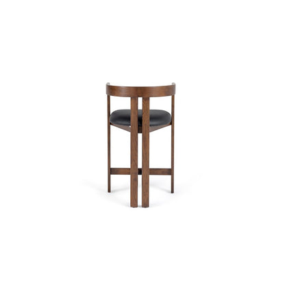 Modrest Belton - Modern Black Vegan Leather + Brown Oak Counter Chair