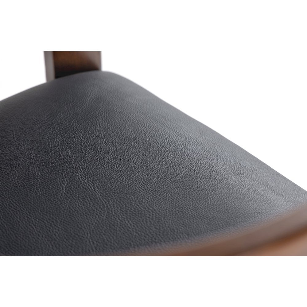 Modrest Belton - Modern Black Vegan Leather + Brown Oak Counter Chair
