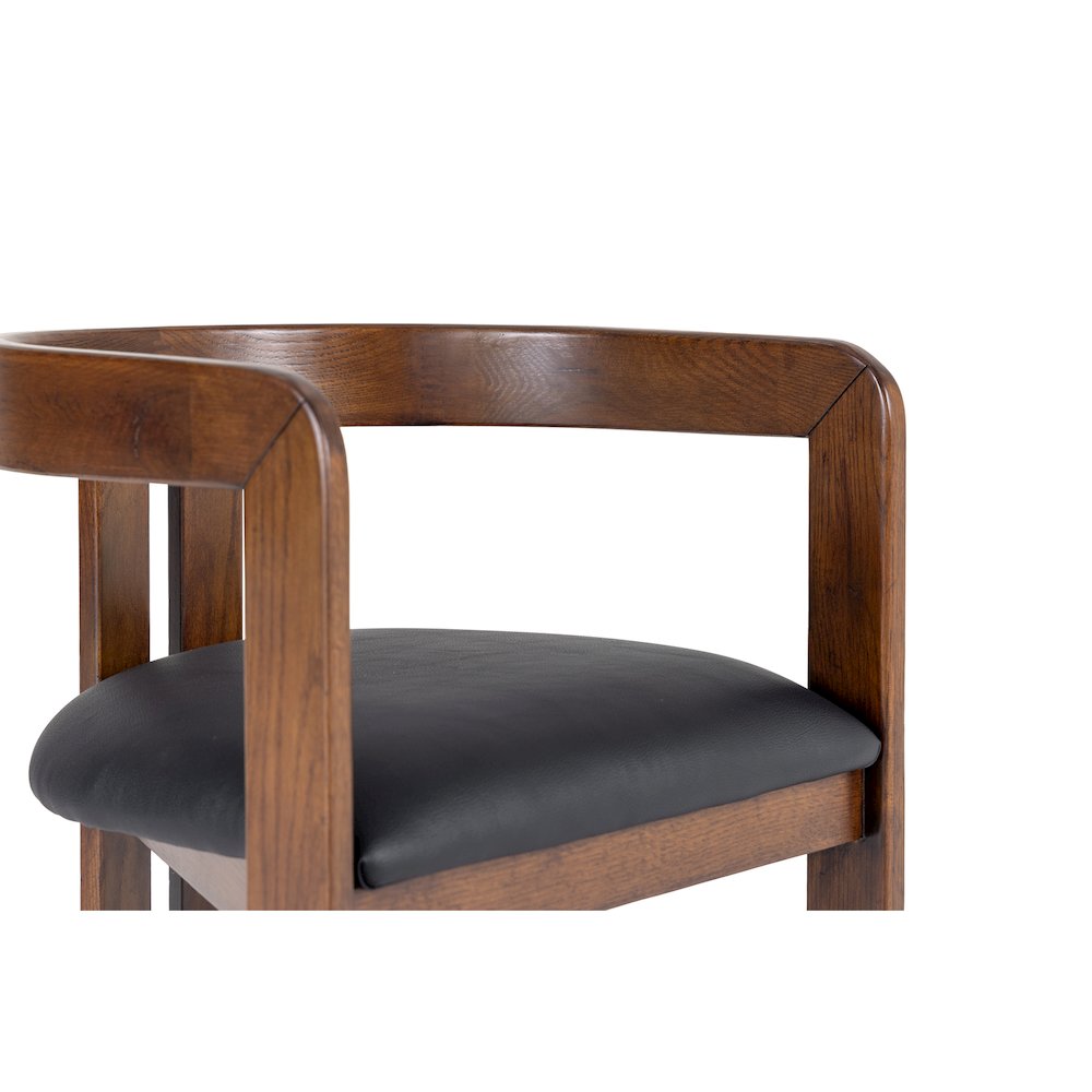 Modrest Belton - Modern Black Vegan Leather + Brown Oak Counter Chair