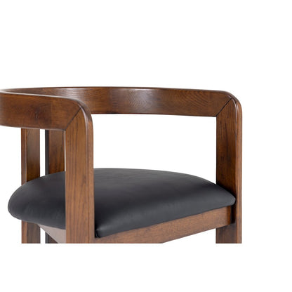 Modrest Belton - Modern Black Vegan Leather + Brown Oak Counter Chair