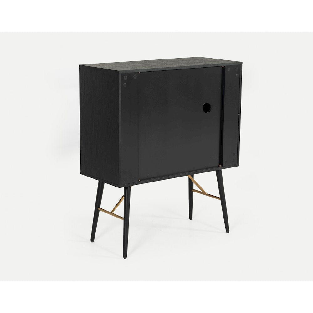 Modrest Billy Modern Black Oak & Gold Tall Buffet