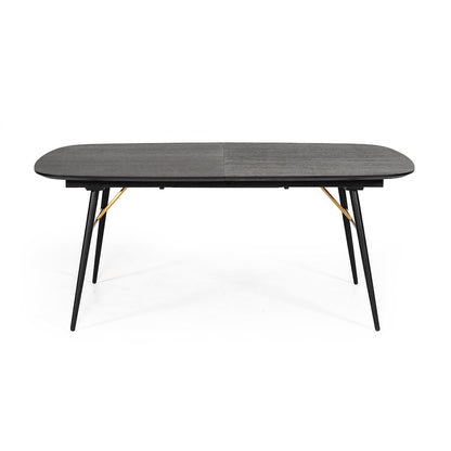 Modrest Billy Modern Black Oak & Gold Extendable Dining Table