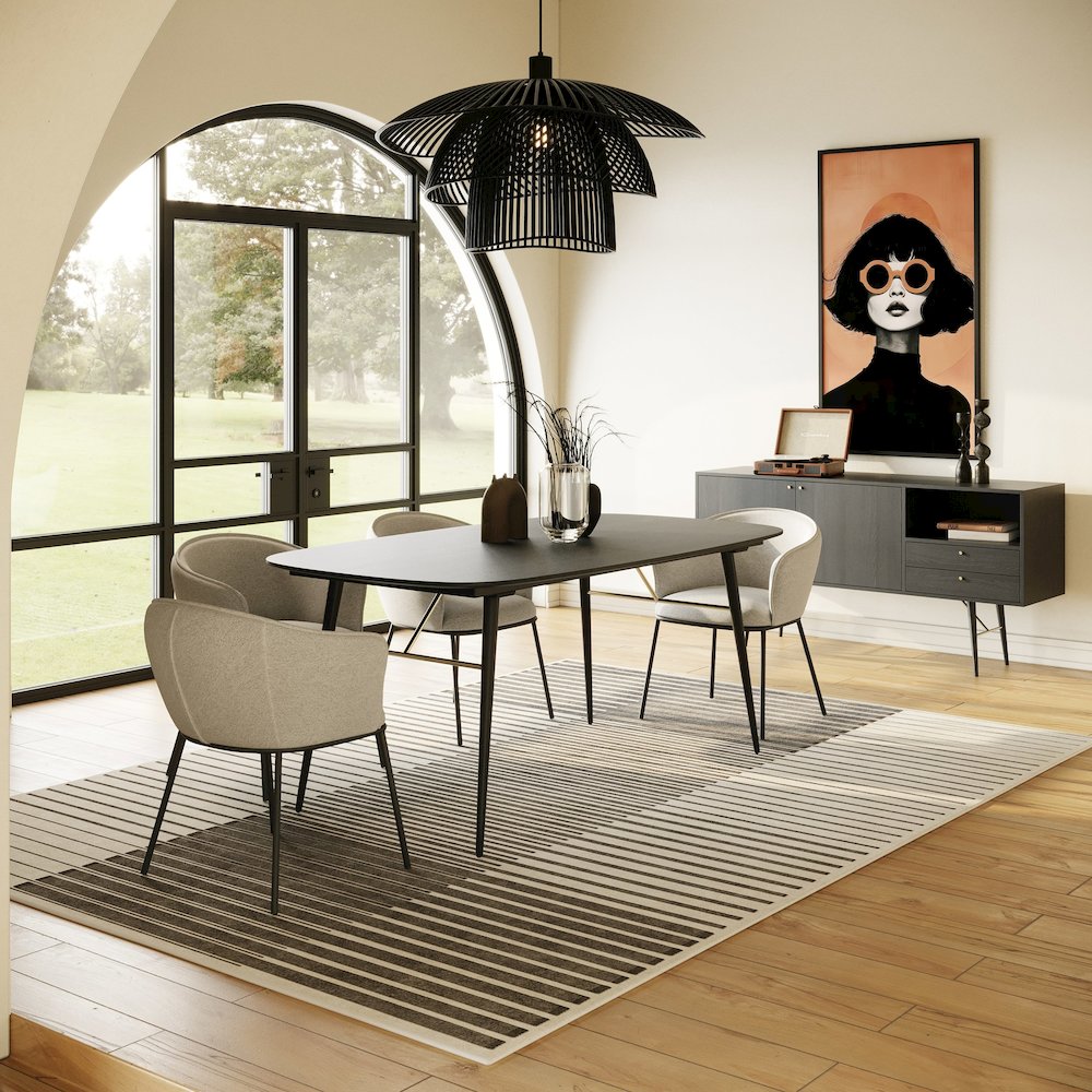 Modrest Billy Modern Black Oak & Gold Extendable Dining Table