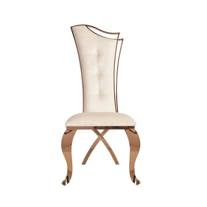 Modrest Bonnie - Beige Velvet & Rose Gold Dining Chair (Set of 2)