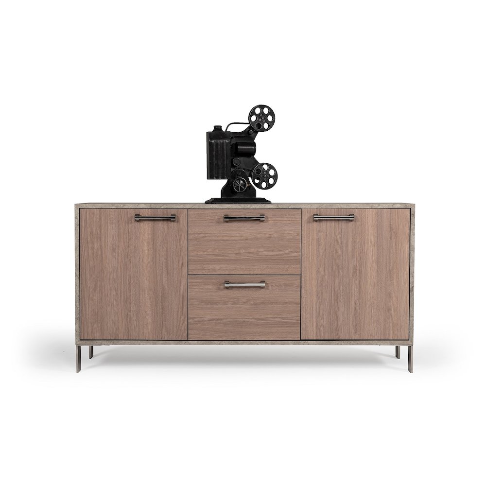 Nova Domus Boston Modern Brown Oak & Faux Concrete Office File Cabinet