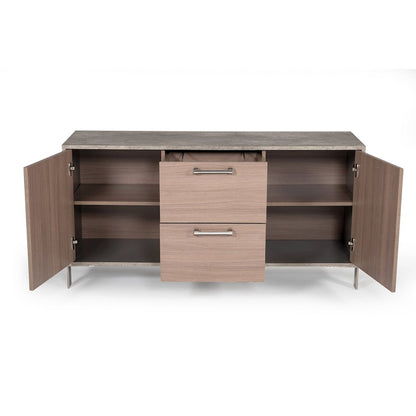 Nova Domus Boston Modern Brown Oak & Faux Concrete Office File Cabinet