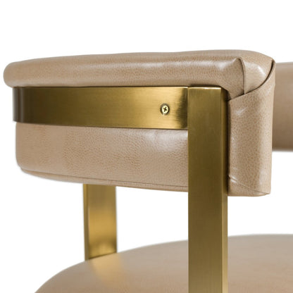 Modrest Boswell - Modern Brown Faux Leather + Gold Dining Chair