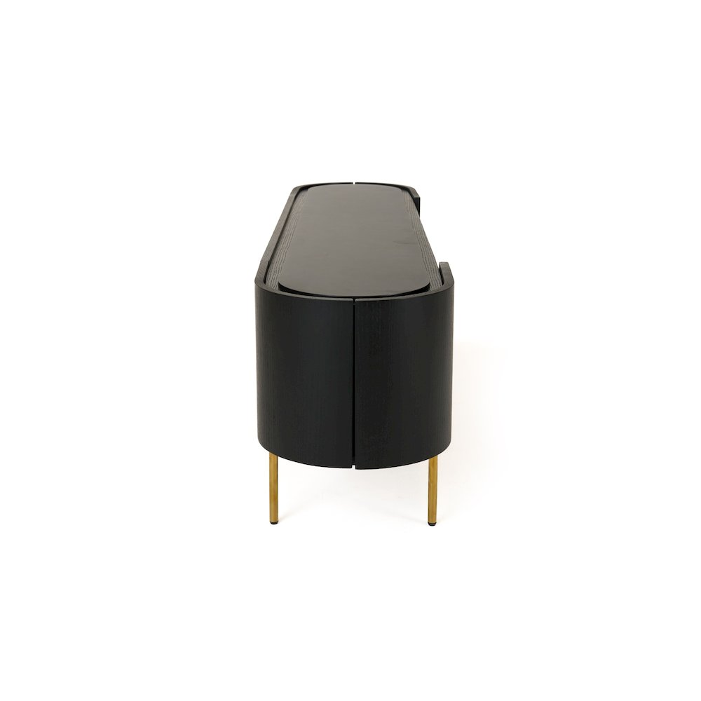 Modrest Bowie - Mid-Century Modern Black Oak + Brass TV Stand