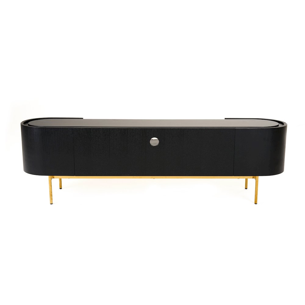 Modrest Bowie - Mid-Century Modern Black Oak + Brass TV Stand