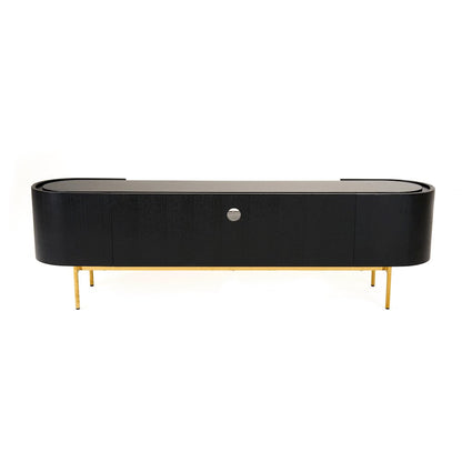 Modrest Bowie - Mid-Century Modern Black Oak + Brass TV Stand