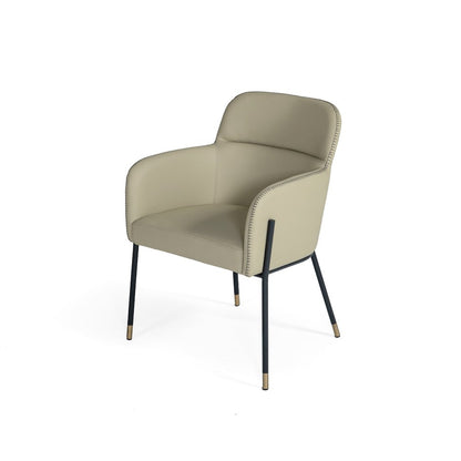 Modrest Brady - Modern Black Metal + Greige Vegan Leather Dining Chair