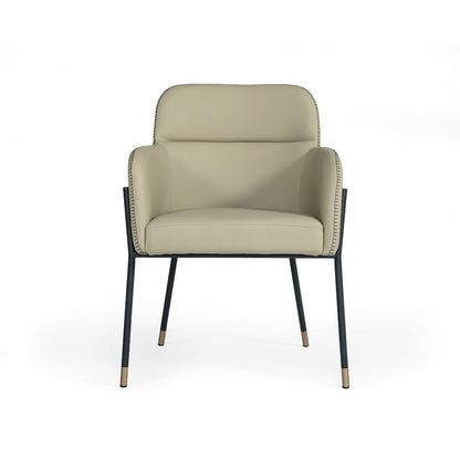 Modrest Brady - Modern Black Metal + Greige Vegan Leather Dining Chair