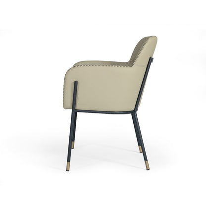 Modrest Brady - Modern Black Metal + Greige Vegan Leather Dining Chair