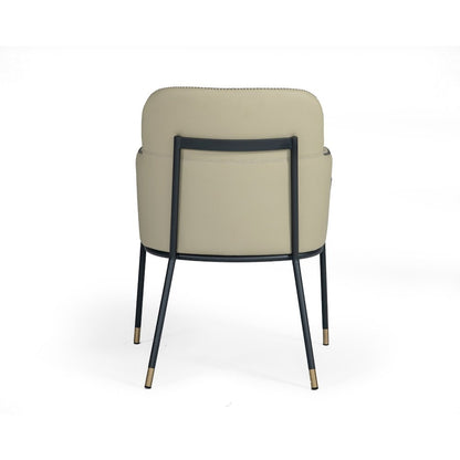 Modrest Brady - Modern Black Metal + Greige Vegan Leather Dining Chair