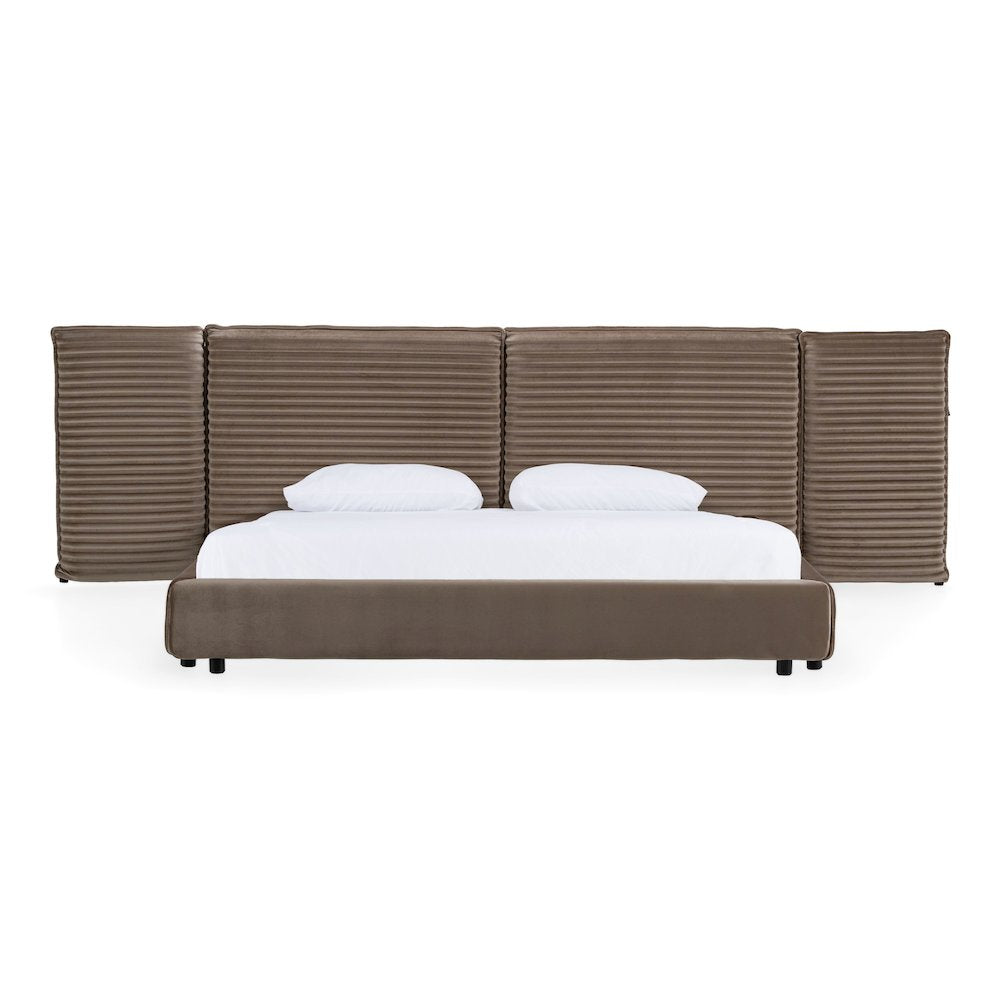 Eastern King Breslow - Modern Dark Taupe Velvet Bed