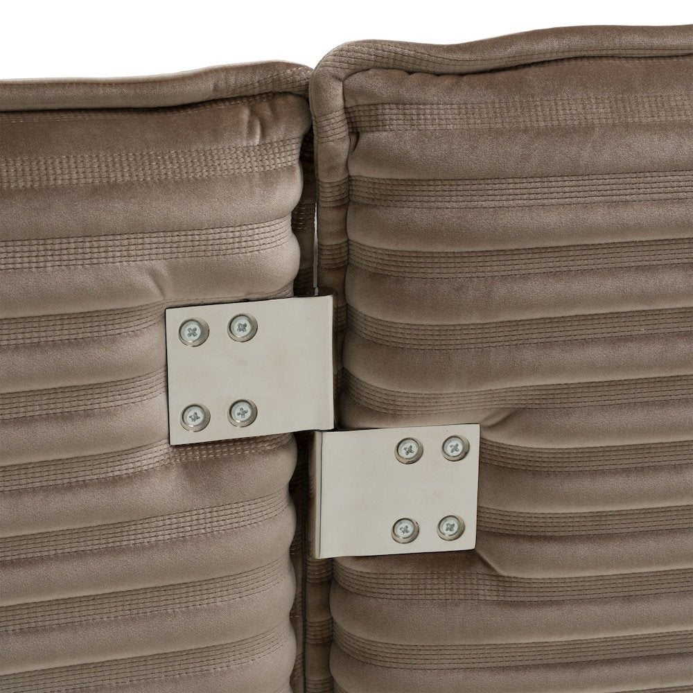Eastern King Breslow - Modern Dark Taupe Velvet Bed