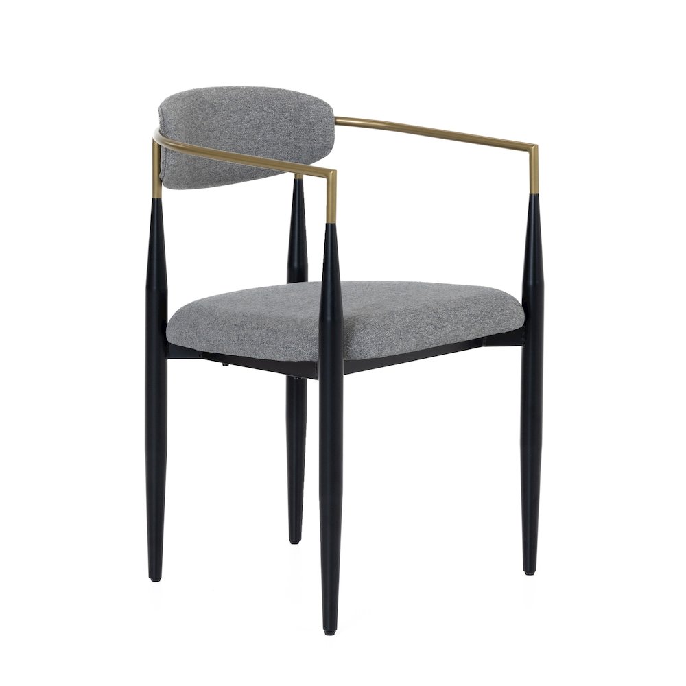 Modrest Buchtel - Mid-Century Modern Medium Grey + Gold Arm + Black Dining Chair