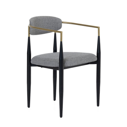 Modrest Buchtel - Mid-Century Modern Medium Grey + Gold Arm + Black Dining Chair
