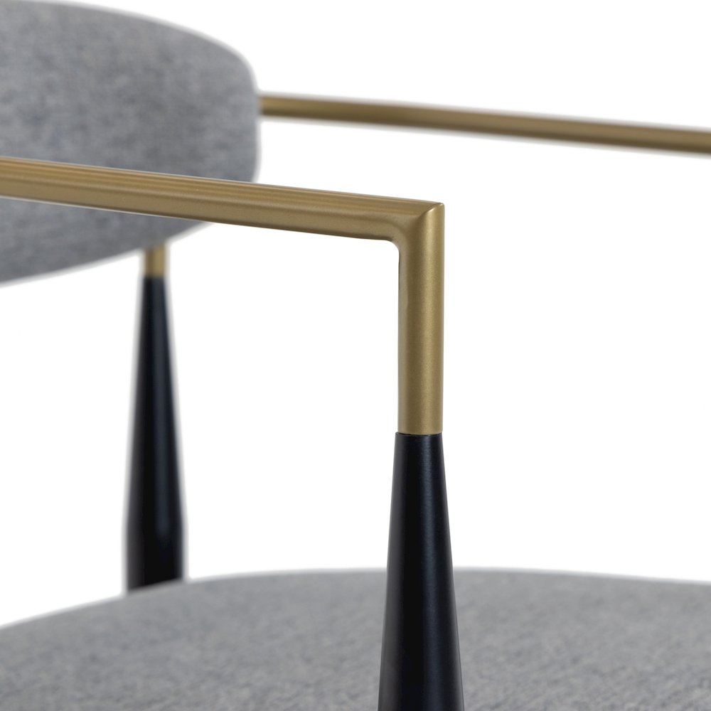 Modrest Buchtel - Mid-Century Modern Medium Grey + Gold Arm + Black Dining Chair