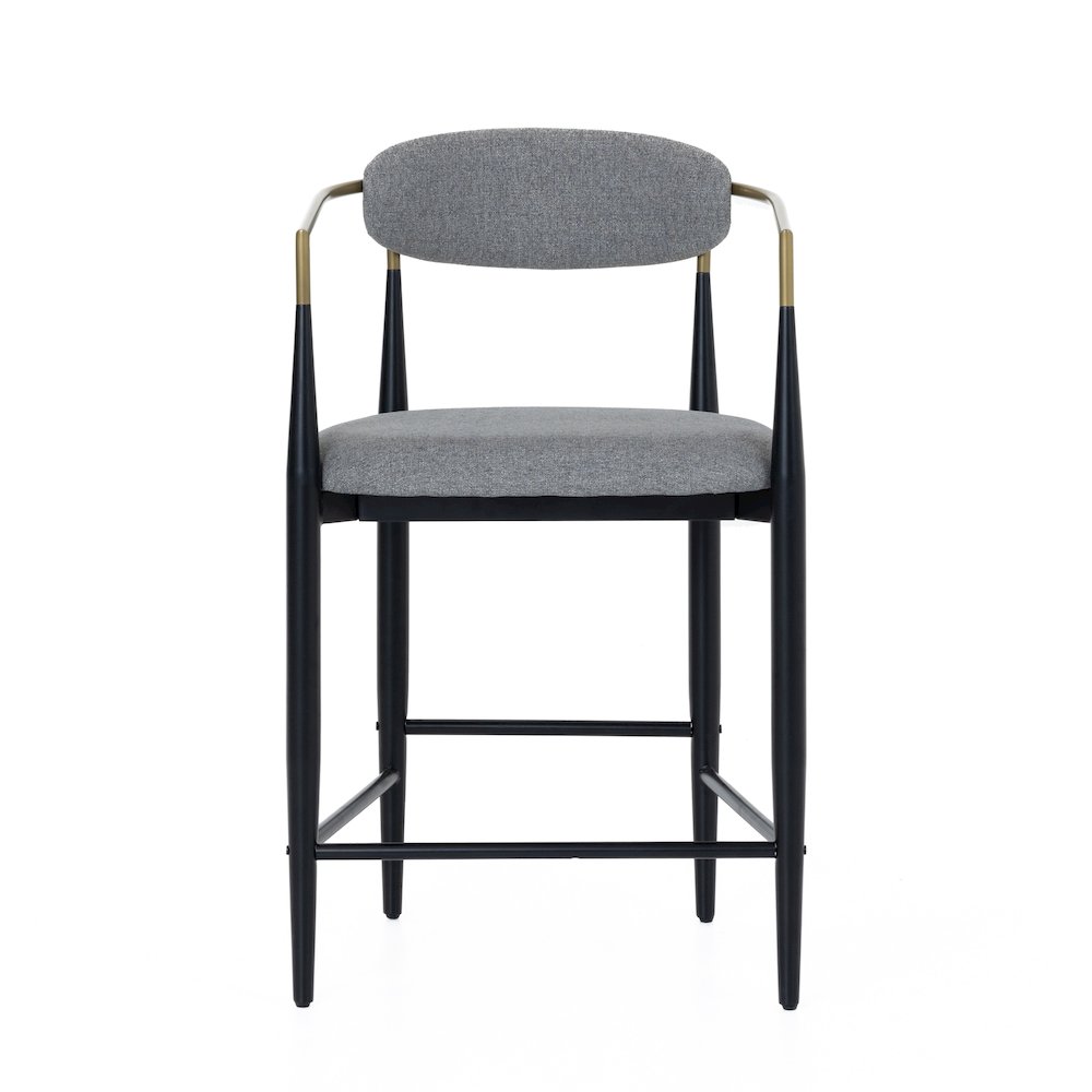 Mid-Century Modern Medium Grey + Gold Arm + Black Counter Chair