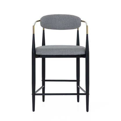 Mid-Century Modern Medium Grey + Gold Arm + Black Counter Chair