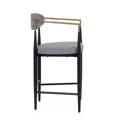 Mid-Century Modern Medium Grey + Gold Arm + Black Counter Chair