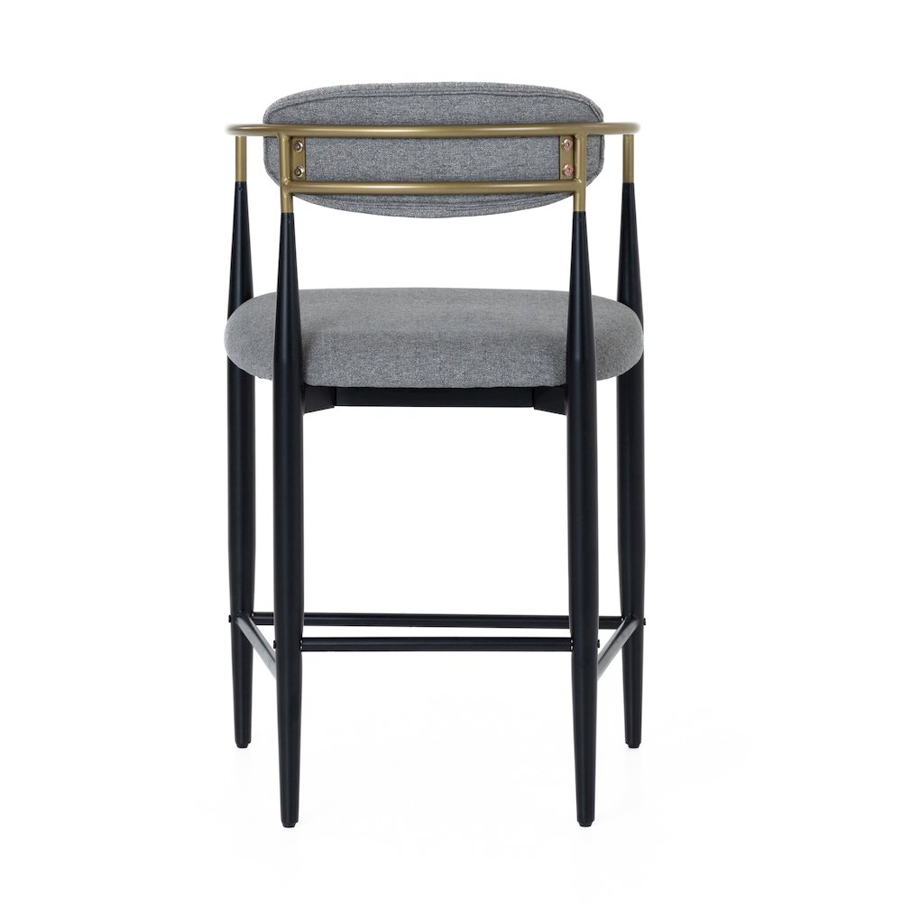Mid-Century Modern Medium Grey + Gold Arm + Black Counter Chair